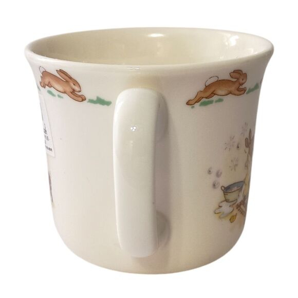 Bunnykins Hug A Mug Bunnies Blowing Bubbles NEW No Box 2 Handles ROYAL DOULTON.  - Picture 9 of 16